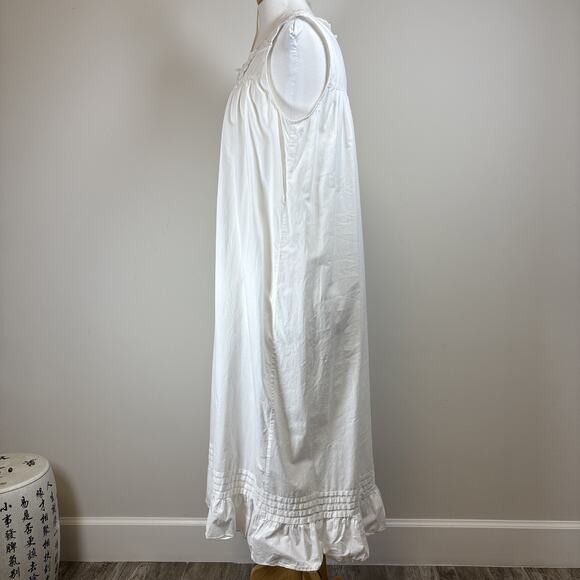 Vintage Eileen Wet Cotton Lawn Lace Nightgown White Sleeveless Ballet Length - Picture 2 of 16